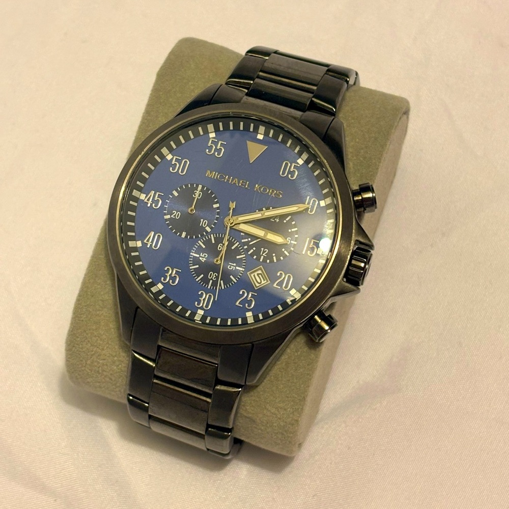 Michael Kors Black and Blue Chronograph Watch